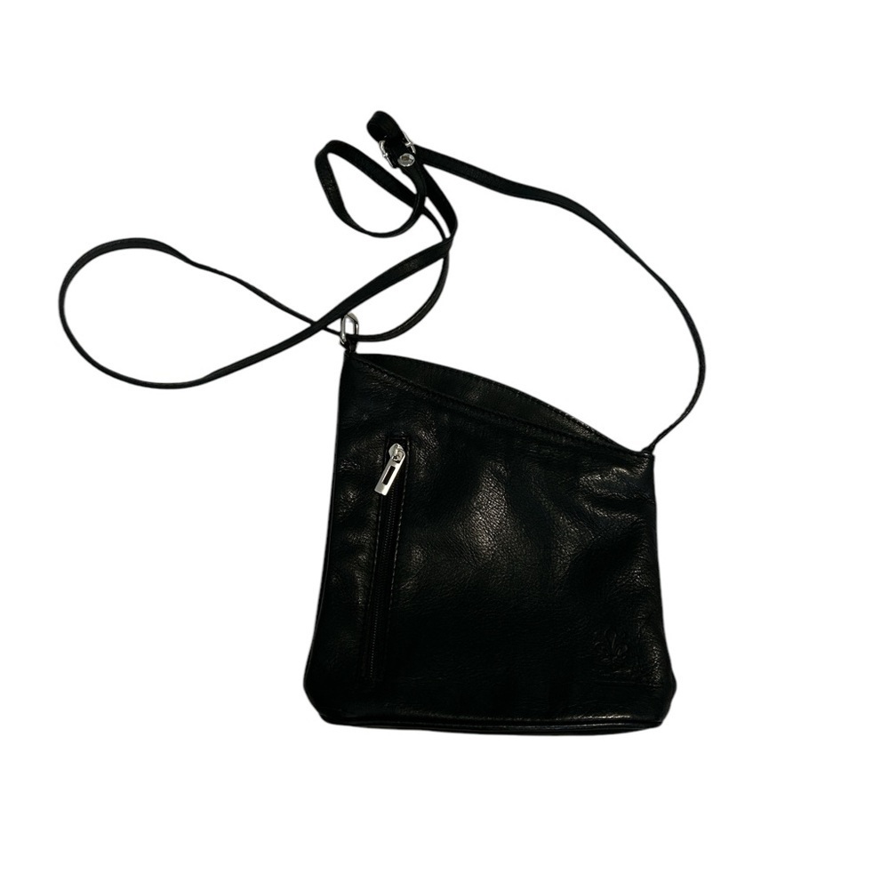 Vintage Geniune Black Leather Crossbody Bag MADE in ITALY
